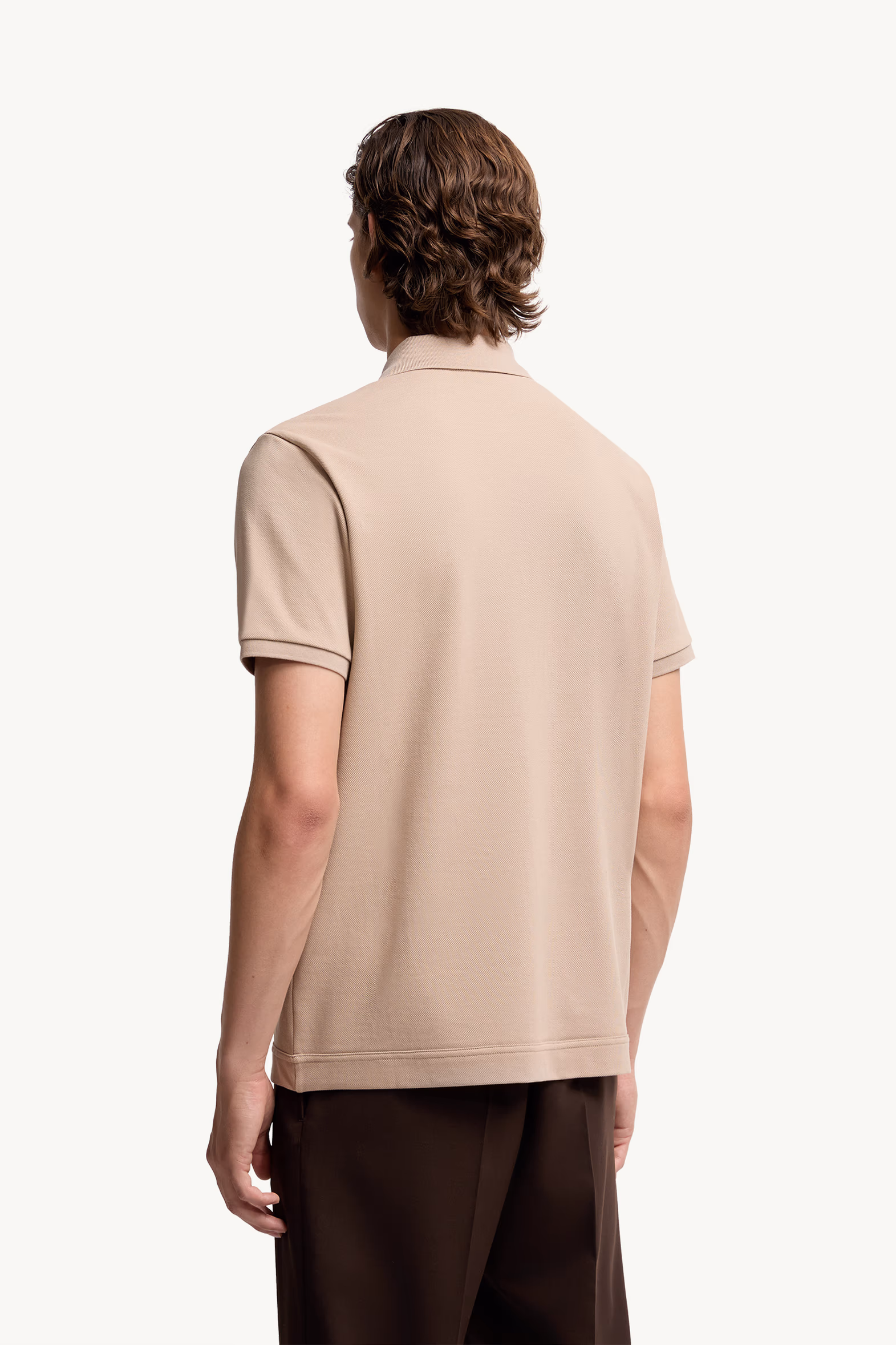 Logo Patch Cotton Piquet Polo Shirt Men Light Beige Moncler 5